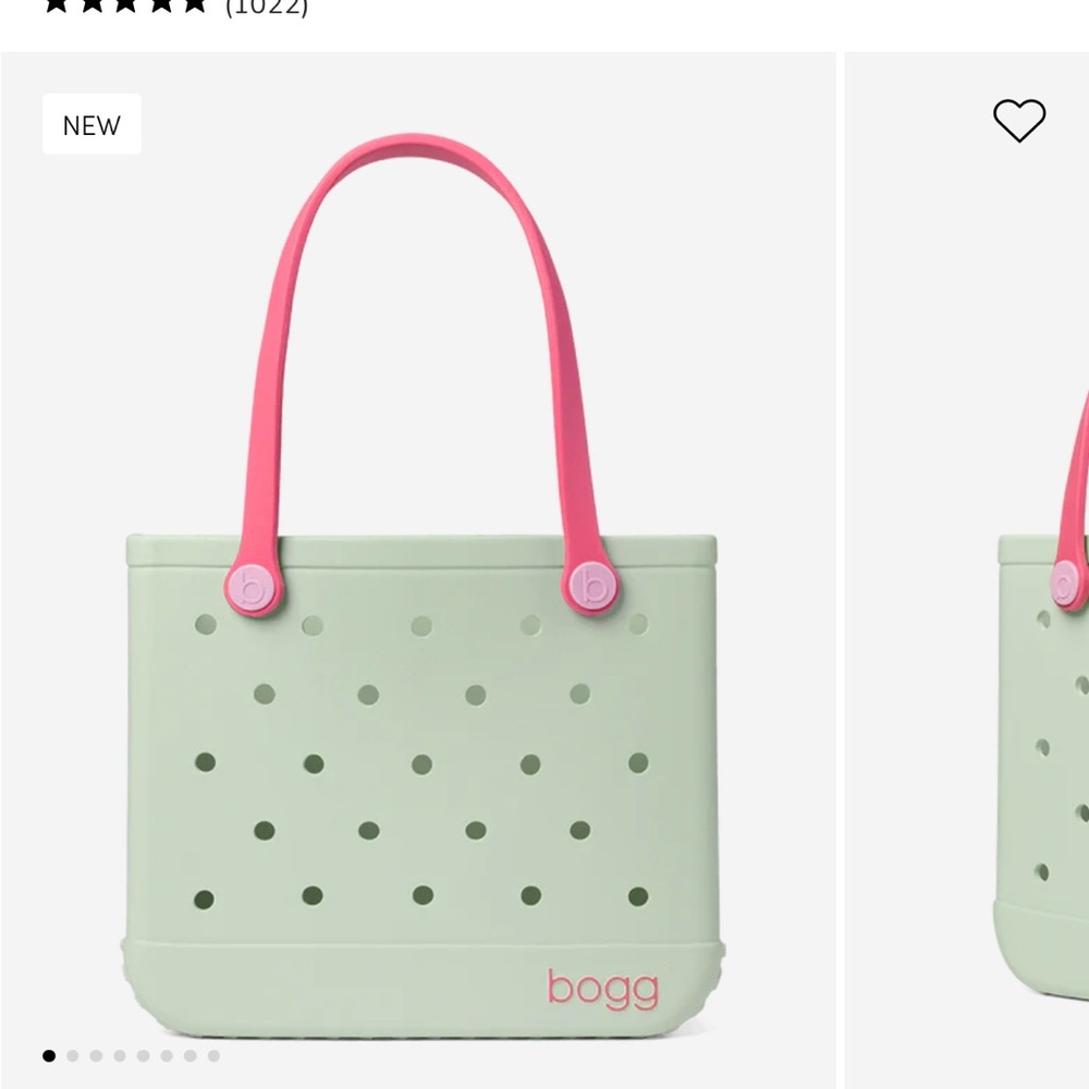 NWT BOGG BAG BABY Green and Pink Perforated Medium Tote